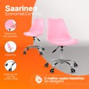 Ver imagem 3 de Cadeira Office Saarinen Giratória Base Cromada com Rodízio e Ajuste de Altura Rosa