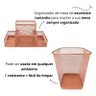 Kit Escritório Lixeira Retangular Organizador de Mesa Bandeja Organizadora Porta Caneta Rose Gold - 2