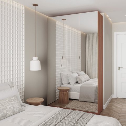 Guarda Roupas Modulado com Espelho 3 Portas com Cabideiro Hera CabeCasa MadeiraOriginals