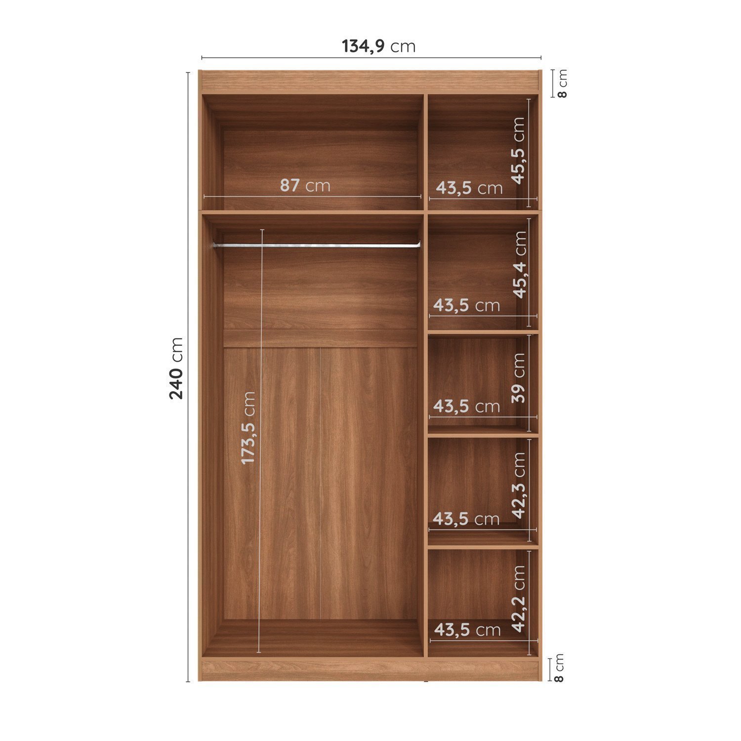 Guarda Roupas Modulado com Espelho 3 Portas com Cabideiro Hera Cabecasa Madeiramadeira - 3