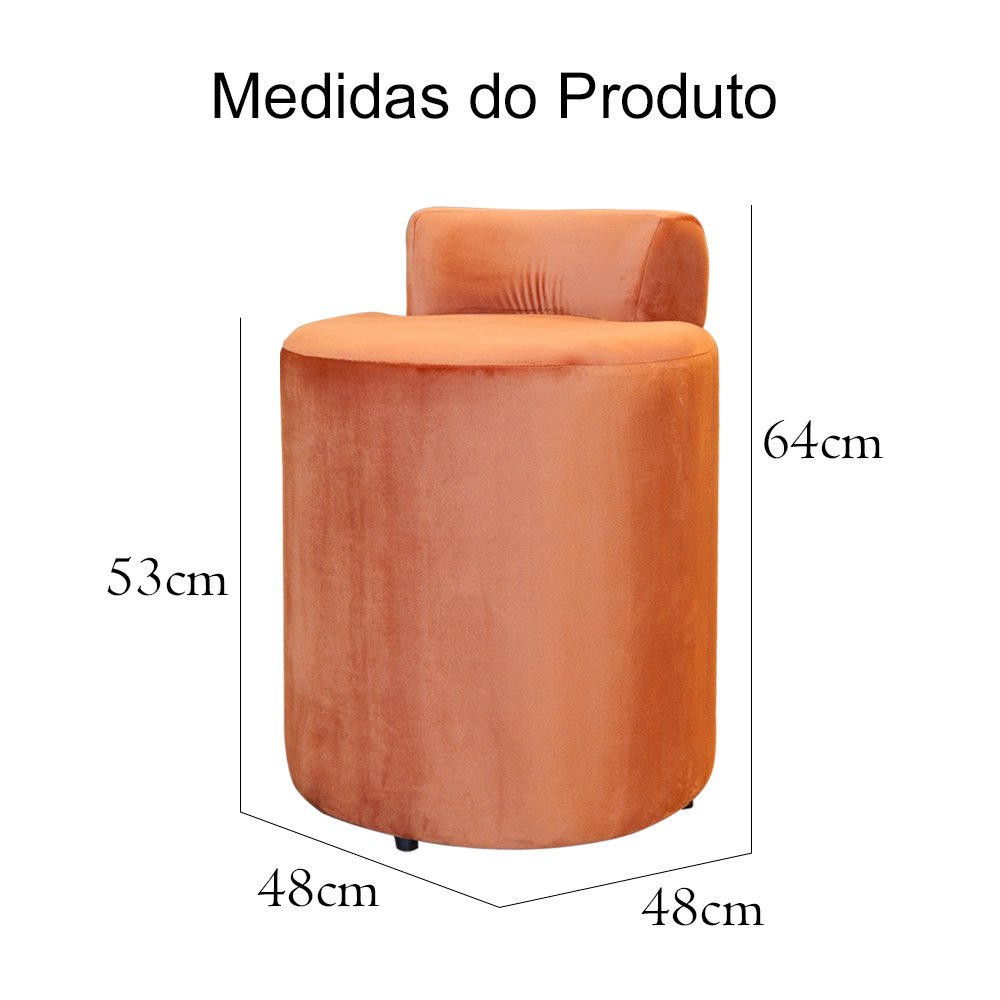 Puff Athenas Sapata Plástica Veludo Cores - DS Estofados - Terracota - 4