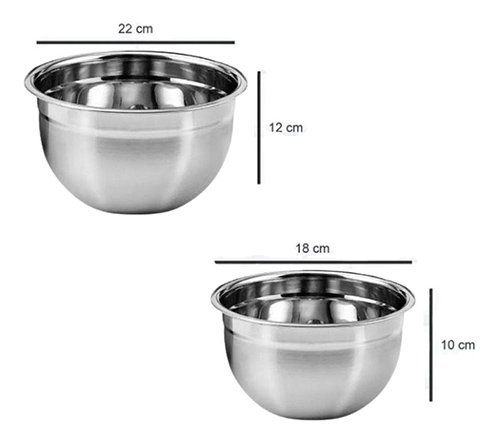 Conjunto Saladeiras Tigelas Bows Mixing Bowl Aço Inox 5 Peças Kehome - 5