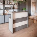 Ver imagem 1 de Balcão Atendimento Recepção Alto 90 Cm Escritório F5 Office Cor:cinza Sagrado com Branco