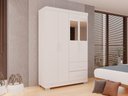 Ver imagem 3 de Guarda-Roupa Solteiro 4 Portas 2 Gavetas Estrela Premium com Espelho Salleto Branco