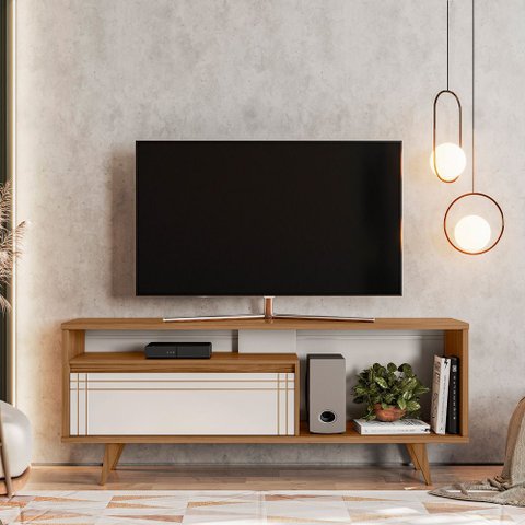 Rack para TV Sala de Estar Ate 60 Polegadas Freijo Trend/Off White - Notavel