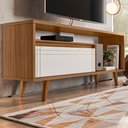 Ver imagem 4 de Rack Bancada para TV até 60 Polegadas Nt 1315 Marrom/Branco - Notável Móveis