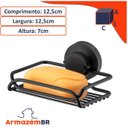 Ver imagem 3 de Suporte Porta Sabonete Ventosa Banheiro Preto Fosco Future