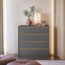 Ver imagem 2 de Cômoda para Quarto Línea em MDF 90x91,2m 4 Gavetas Cinza/Peroba 1313