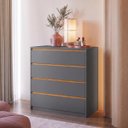 Ver imagem 1 de Cômoda para Quarto Línea em MDF 90x91,2m 4 Gavetas Cinza/Peroba 1313