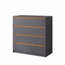 Ver imagem 3 de Cômoda para Quarto Línea em MDF 90x91,2m 4 Gavetas Cinza/Peroba 1313