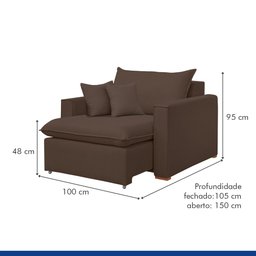 Poltrona Retrátil 100cm Barcelona Veludo  - 5