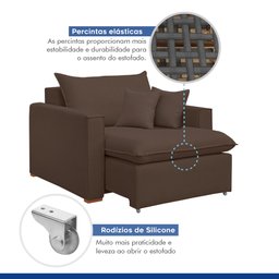 Poltrona Retrátil 100cm Barcelona Veludo  - 3