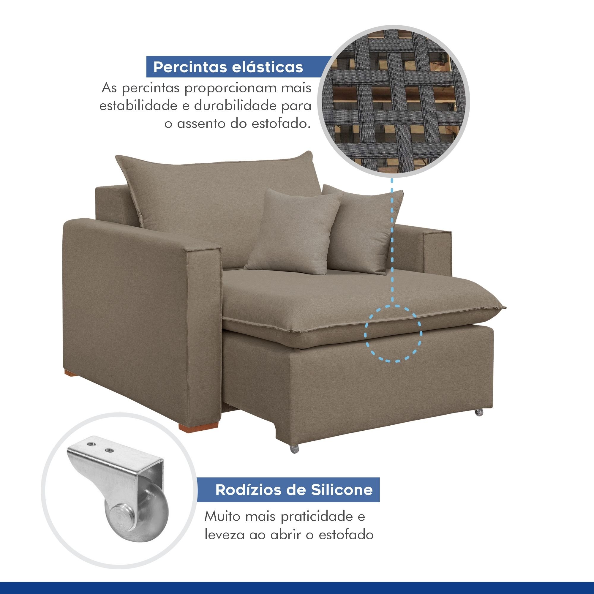Poltrona Retrátil 100cm Barcelona Veludo   - 4