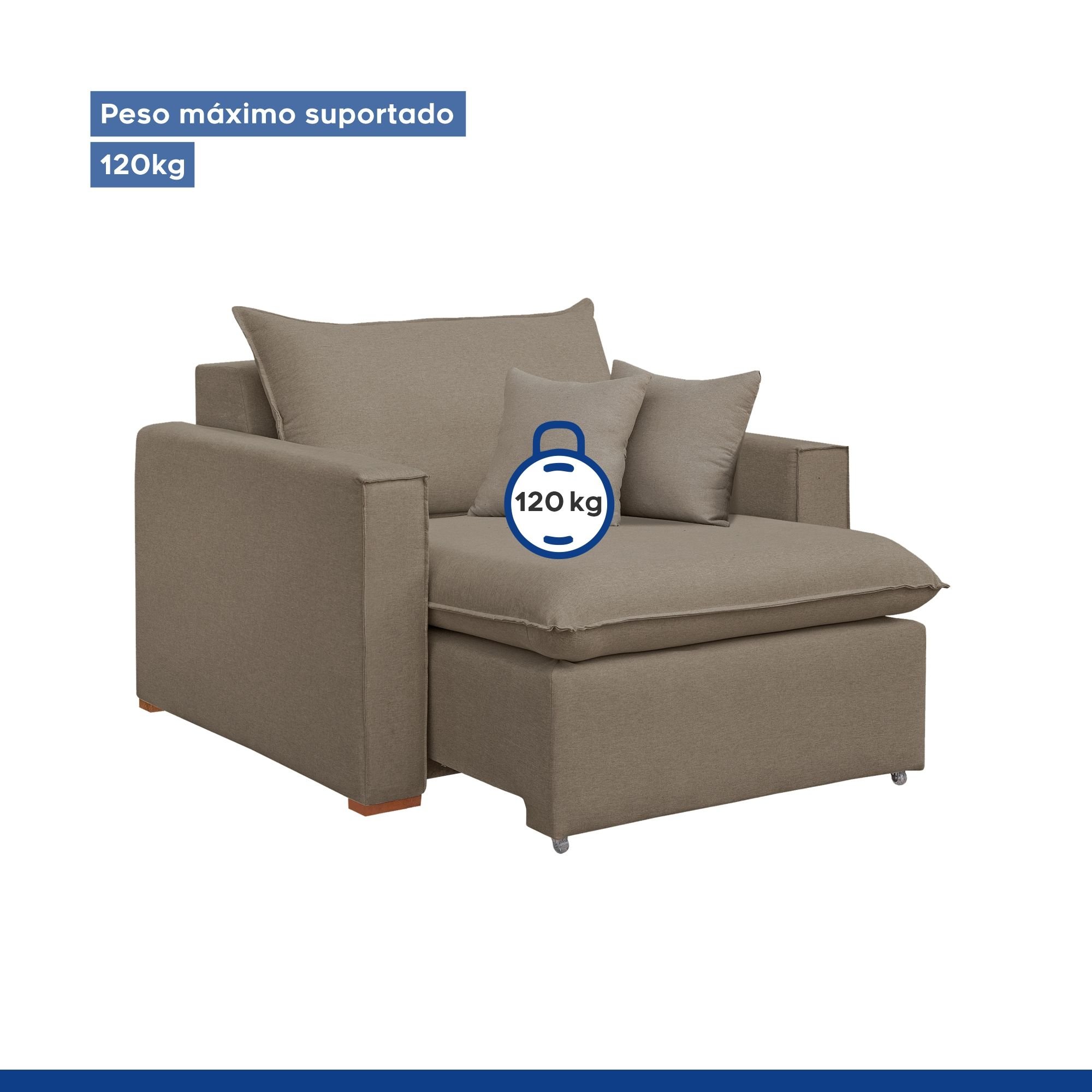 Poltrona Retrátil 100cm Barcelona Veludo   - 8