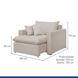 Poltrona Retrátil 100cm Barcelona Veludo   - 6