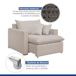 Poltrona Retrátil 100cm Barcelona Veludo   - 4