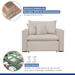 Poltrona Retrátil 100cm Barcelona Veludo   - 5