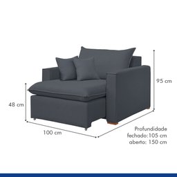 Poltrona Retrátil 100cm Barcelona Veludo  - 6