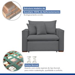 Poltrona Retrátil 100cm Barcelona Veludo  - 5