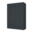 Ver imagem 2 de Guarda Roupa Solteiro 160cm C/ 4 Portas e 2 Gavetas 100% Mdf Cor:grafitto
