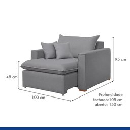 Poltrona Retrátil 100cm Barcelona Linho  - 6