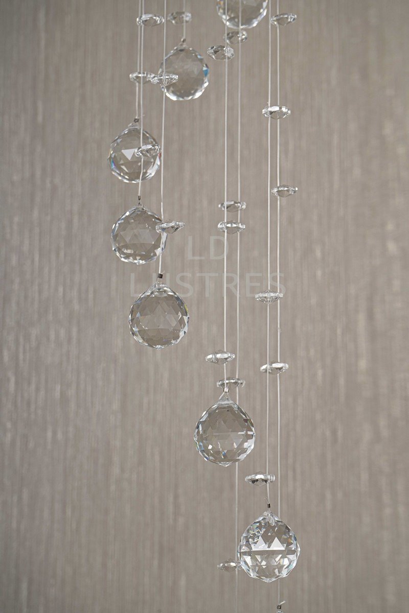 Kit 02 Lustres Modernos De Cristal Base 15cm De Diâmetro:1,60m/bivolt - 4