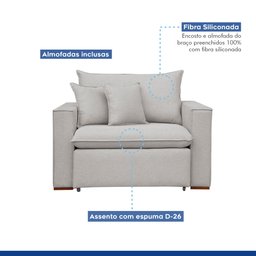 Poltrona Retrátil 100cm Barcelona Linho  - 3