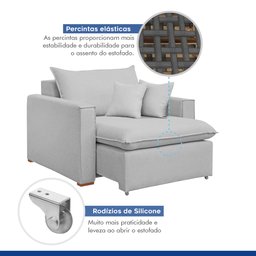 Poltrona Retrátil 100cm Barcelona Linho  - 4