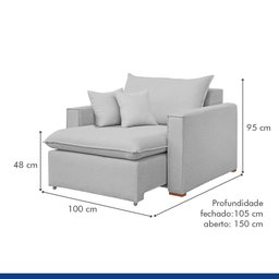 Poltrona Retrátil 100cm Barcelona Linho  - 6