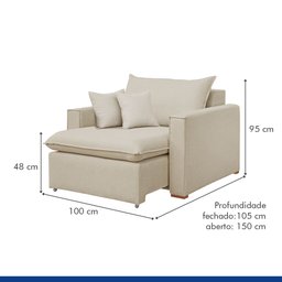 Poltrona Retrátil 100cm Barcelona Linho  - 6
