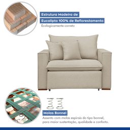 Poltrona Retrátil 100cm Barcelona Linho  - 5
