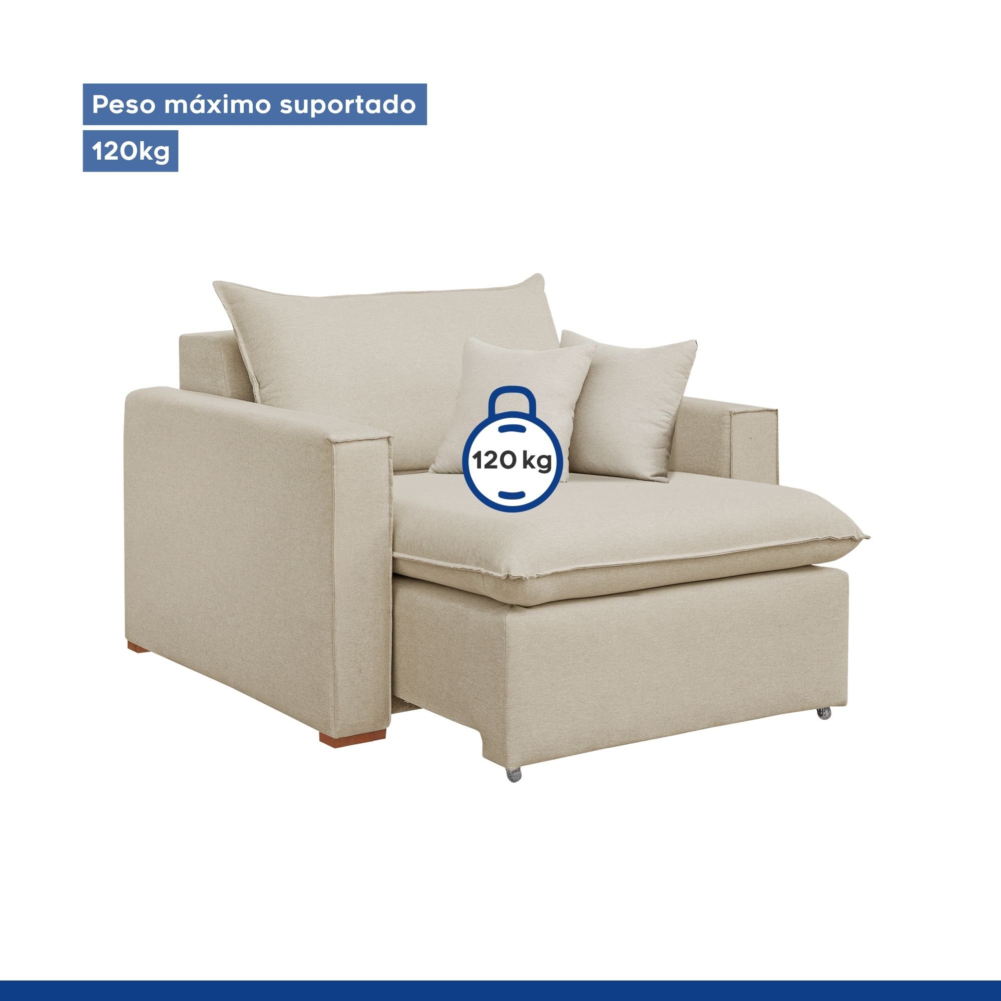 Poltrona Retrátil 100cm Barcelona Linho  - 7