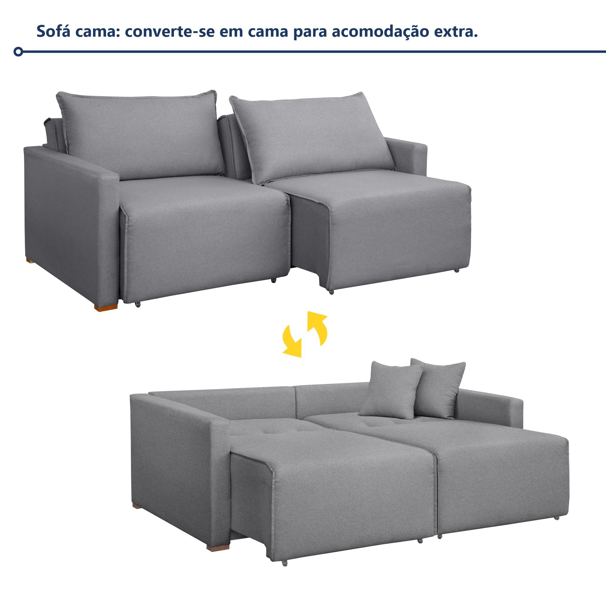 Sofá Cama Retrátil e Reclinável 200cm Júlia Linho  - 3