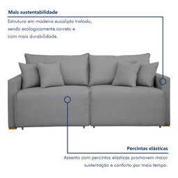 Sofá Cama Retrátil e Reclinável 200cm Júlia Linho  - 6