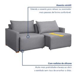 Sofá Cama Retrátil e Reclinável 200cm Júlia Linho  - 5