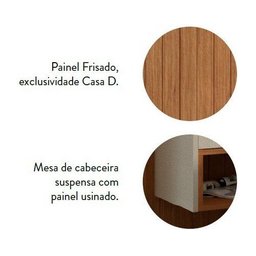 Cabeceira Cama King Painel Ripado C/ Mesa de Cabeceira Flora Casa D Cedro - 3