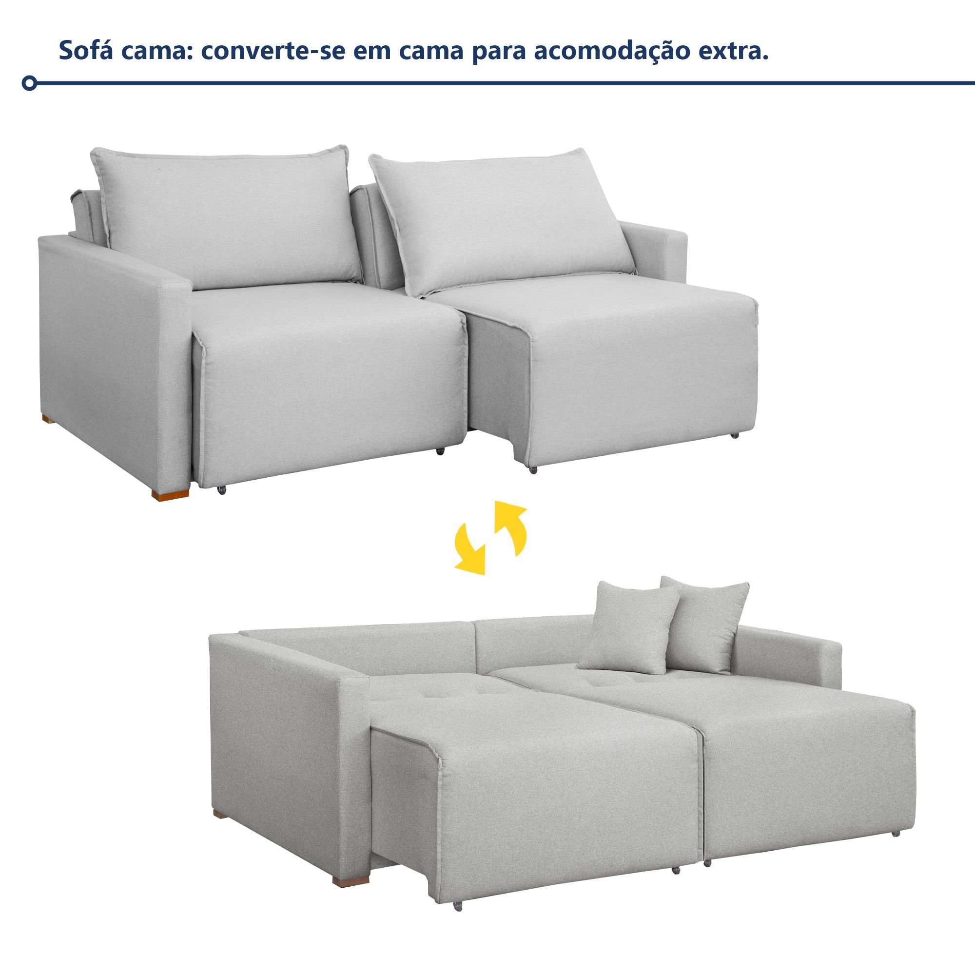 Sofá Cama Retrátil e Reclinável 200cm Júlia Linho  - 3