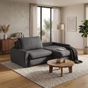 Ver imagem 1 de Sofá Luka Retrátil 2.30m 3 Lugares sem Caixa Molas Ensacadas para Sala Compacto Chic - Cinza Escuro