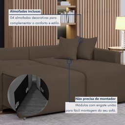 Sofá Cama Retrátil e Reclinável 220cm Júlia Veludo  - 8
