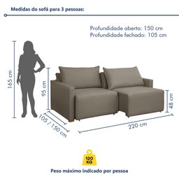 Sofá Cama Retrátil e Reclinável 220cm Júlia Veludo   - 10