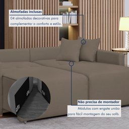 Sofá Cama Retrátil e Reclinável 220cm Júlia Veludo   - 9
