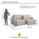 Ver imagem 3 de Sofá Cama Retrátil e Reclinável 3 Lugares Veludo Bege Claro 220cm Júlia Yescasa