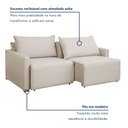 Ver imagem 5 de Sofá Cama Retrátil e Reclinável 3 Lugares Veludo Bege Claro 220cm Júlia Yescasa