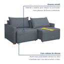 Ver imagem 4 de Sofá Cama Retrátil e Reclinável 3 Lugares Veludo Cinza 220cm Júlia Yescasa