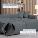 Ver mais imagens de Sofá Cama Retrátil e Reclinável 3 Lugares Veludo Cinza 220cm Júlia Yescasa