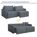 Ver imagem 2 de Sofá Cama Retrátil e Reclinável 3 Lugares Veludo Cinza 220cm Júlia Yescasa