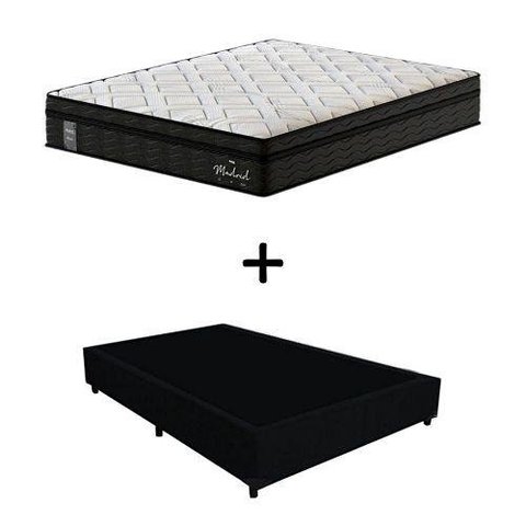 Cama Box Casal + Colchão de Molas Ensacadas Probel Madrid Pillow Euro Casal