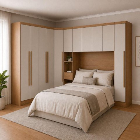 Guarda Roupa Modulado Safiraplus 11 Portas de Bater 7 Gavetas MDF Cumaru-Fendi