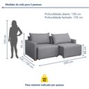 Ver imagem 3 de Sofá Cama Retrátil e Reclinável 3 Lugares Linho Cinza 220cm Júlia Yescasa