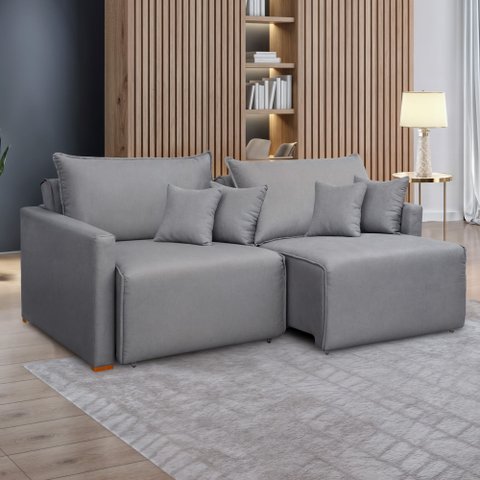 Sofá Cama Retrátil e Reclinável 220cm Júlia Linho Yescasa